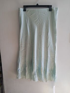 Reformation Pale Mint Lace-Hem High-Low Skirt